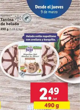 Lidl Alpenfest tarrina de helado oferta