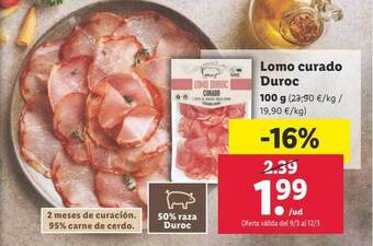 Lidl Lomo curado duroc oferta