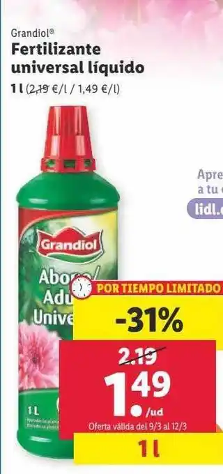 Lidl Grandiol fertilizante unviersal liquido oferta