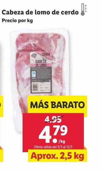 Lidl Cabeza de lomo de cerdo oferta