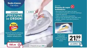 Lidl Silvercrest plancha de vapor inalámbrica oferta