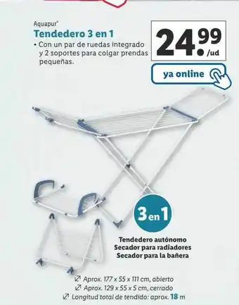 Lidl Aquapur tendedero 3 en 1 oferta