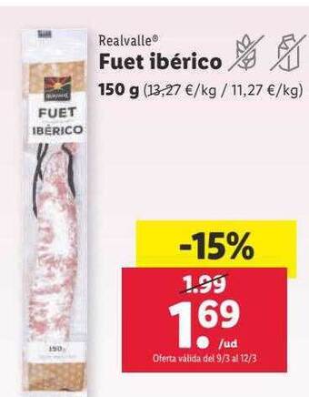 Lidl Realvalle fuet ibérico oferta