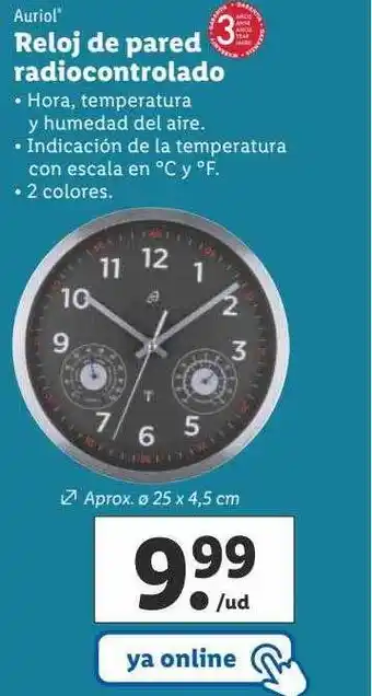 Lidl Auriol reloj de pared radiocontrolado oferta