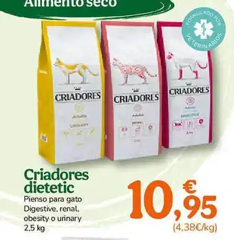 TiendAnimal Criadores dietetic pienso para gato digestive, renal, obesity o urinary oferta