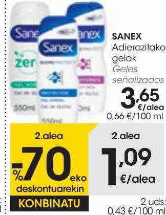 Eroski Sanex geles señalizados oferta
