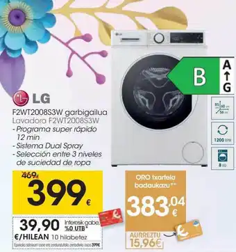 Eroski Lg lavadora f2wt2008s3w oferta