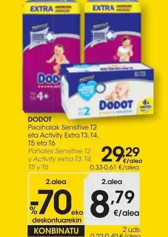 Eroski Dodot pañales sensitive t2 y activity extra t3 t4 t5 y t6 oferta