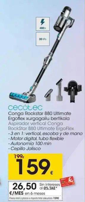 Eroski Cecotec aspirador vertical conga rockstar 880 ultimate ergoflex oferta