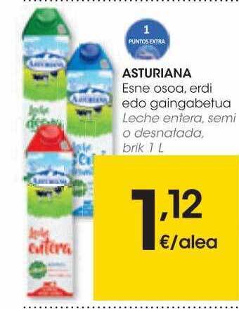 Eroski Asturiana leche entera semi o desnatada oferta