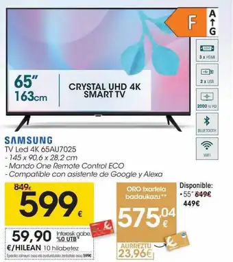 Eroski Samsung tv led 4k 65au7025 oferta