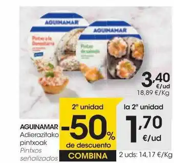 Eroski 2a unidad -50% de descuento aguinamar pintxos señalizados oferta