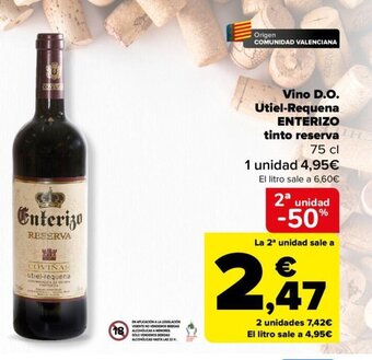 Carrefour Vino D.O Utiel-Requena Enterizo Tinto Reserva oferta