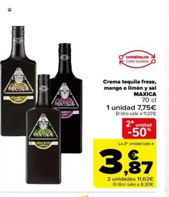 Carrefour Crema Tequila Fresa Mango o Limon y Sal Maxica oferta