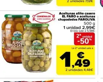 Carrefour Aceitunas Alino Casero El Faro o Aceitunas chupadedos Faroliva oferta