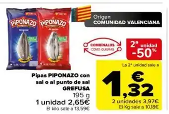 Carrefour Pipas Piponazo Con Sal o Al Punto de Sel Grefusa oferta