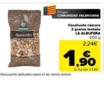 Carrefour Cacahuete cáscara 2 Granos Tostado La albufera oferta
