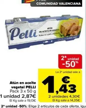 Carrefour Atún En Aceite vegetal pelli oferta
