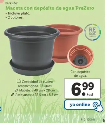 Lidl Maceta con deposito de agua prezero oferta