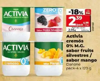 Dia Activia cremos 0% M.G sabor fruits silvestres sabor mango oferta