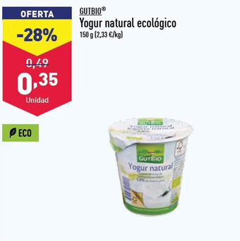 ALDI Yogur natural ecológico oferta