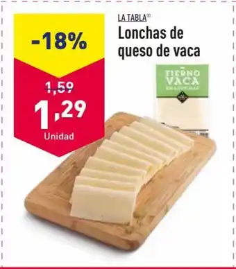 ALDI Lonchas de queso de vaca oferta