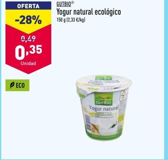 ALDI Yogur natural ecológico oferta