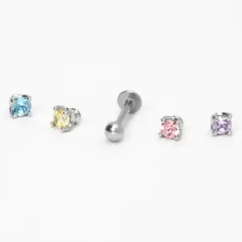 Claire's Silver pastel crystal changeable tragus flat back earrings - 5 pack oferta