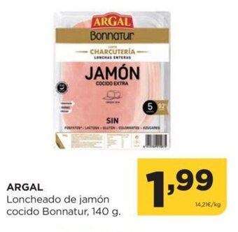 Alimerka Argal Loncheado de Jamón Cocido Bonnatur 140g oferta