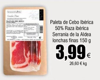 FROIZ Paleta de cebo iberica 50% raza iberica serrania de la aldea lonchas finas oferta