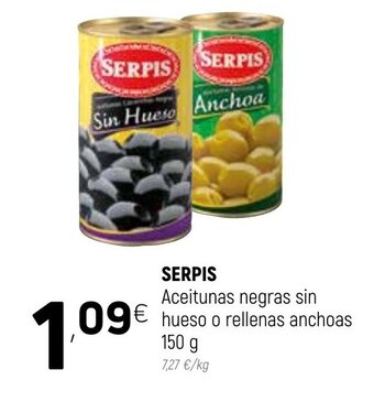 Coviran Serpis Aceitunas negras sin hueso o rellenas anchoas 150g oferta