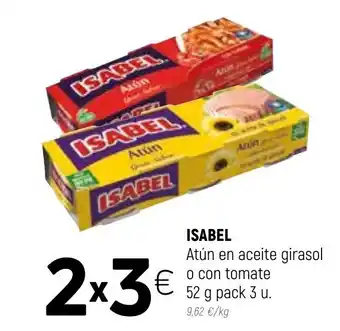 Coviran Isabel Atún en aceita girasol o con tomate 52g pack 3 u oferta