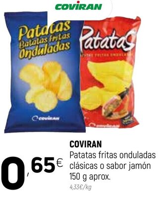 Coviran Coviran Patatas fritas onduladas clàsicas o sabor jamón 150g aprox oferta
