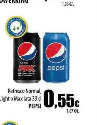 SPAR Lanzarote Refresco normal, light o max lata pepsi oferta