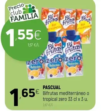 Coviran Pascual Bifrutas mediterràneo o tropical zero 33cl x 3u oferta