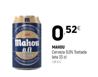 Coviran Mahou Cerveza 0,0% Tostada lata 33 cl oferta