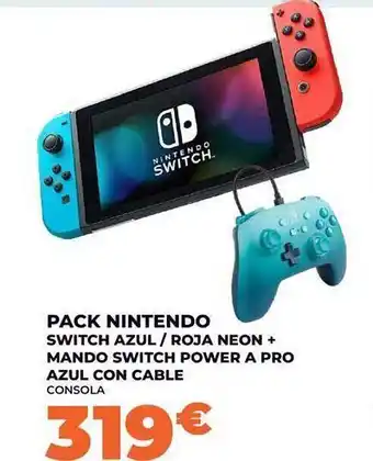 Pascual Martí Pack nintendo switch azul roja neon + mando switch power a pro azul con cable oferta