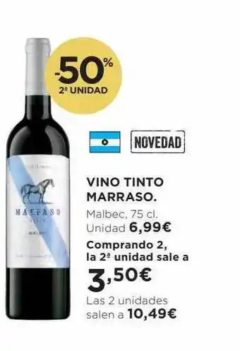 El Corte Inglés -50% 2a unidad vino tinto marraso oferta