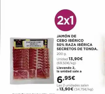 El Corte Inglés Jamón de cebo ibérico 50% raza ibérica secretos de tonda oferta