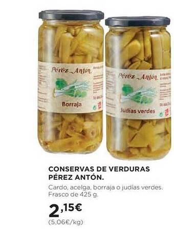 Hipercor Conservas de verduras pérez antón oferta