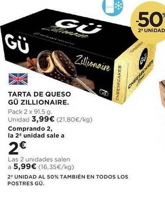 Hipercor Tarta de queso gü zillionaire oferta