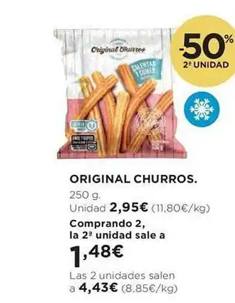 Hipercor -50% 2a unidad original churros oferta