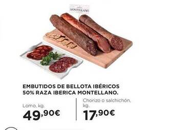 Hipercor Embutidos de bellota ibéricos 50% raza iberica montellano oferta