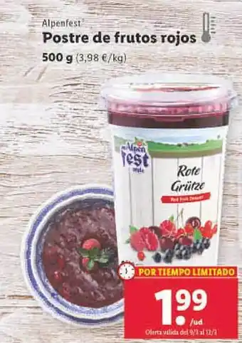 Alpenfest postre de frutos rojo