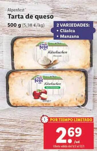 Lidl Alpenfest tarta de queso oferta