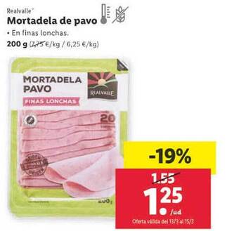 Lidl Realvalle mortadela de pavo oferta