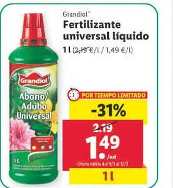 Lidl Grandiol fertilizante universal líquido oferta