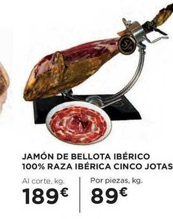 Hipercor Jamón de bellota ibérico 100% raza ibérica cinco jotas oferta