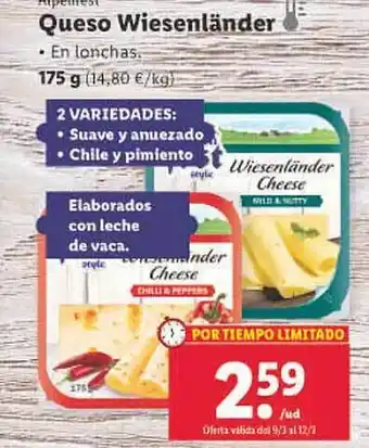 Lidl Alpenfest queso wiesenländer oferta