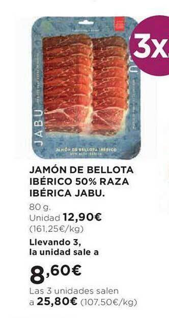 Hipercor Jamón de bellota ibérico 50% raza ibérica jabu oferta